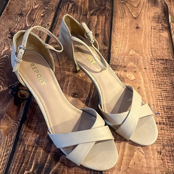 Report, beige cream, light tan, heeled, sandals open toe size 10 - Picture 1 of 10